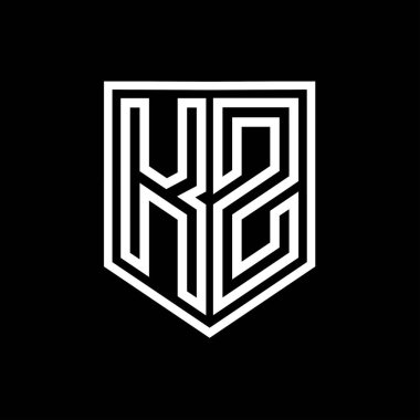 KZ Harf Logosu monogram kalkan geometrik çizgisi kalkan izole edilmiş biçim tasarım şablonu