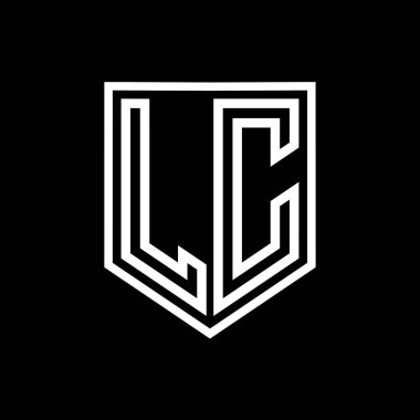 LC Harfi Logo monogram kalkan geometrik çizgisi kalkan izole edilmiş biçim tasarım şablonu