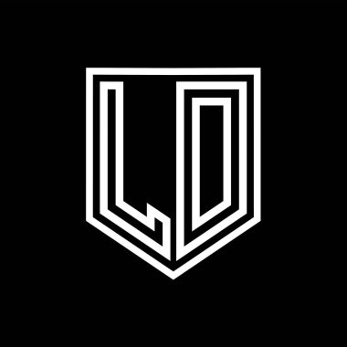 LD Harfi Logosu monogram kalkan geometrik çizgisi kalkan izole edilmiş biçim tasarım şablonu