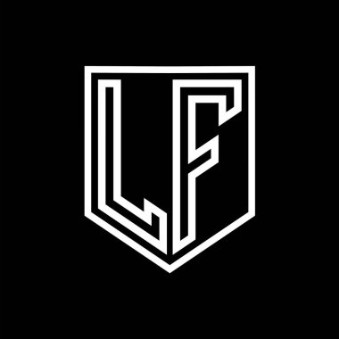 LF Letter Logo monogram kalkan geometrik çizgisi kalkan izole edilmiş biçim tasarım şablonu