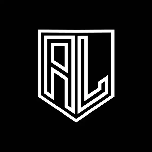 AL Letter Logo monogram shield geometric line inside shield isolated style design template