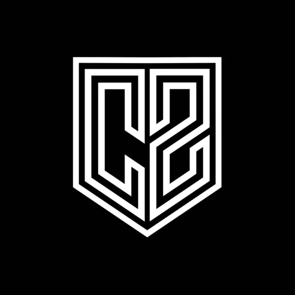 CZ Letter Logo monogram shield geometric line inside shield isolated style design template