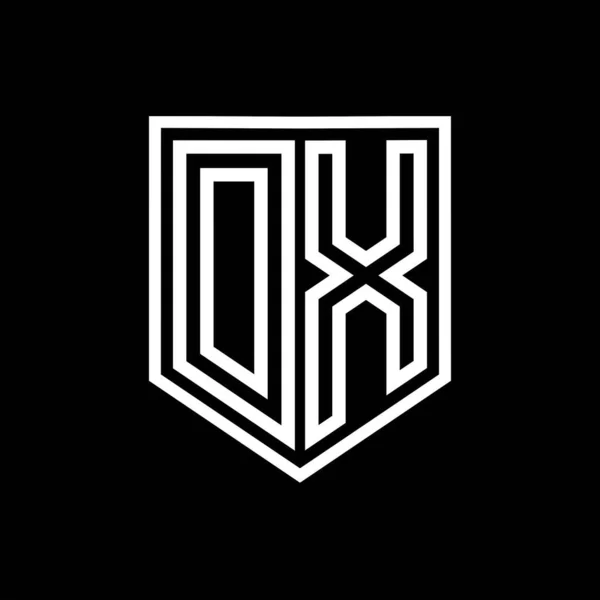 DX Letter Logo monogram shield geometric line inside shield isolated style design template