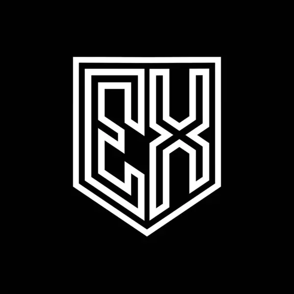 EX Letter Logo monogram shield geometric line inside shield isolated style design template