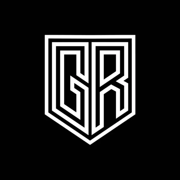 GR Letter Logo monogram shield geometric line inside shield isolated style design template