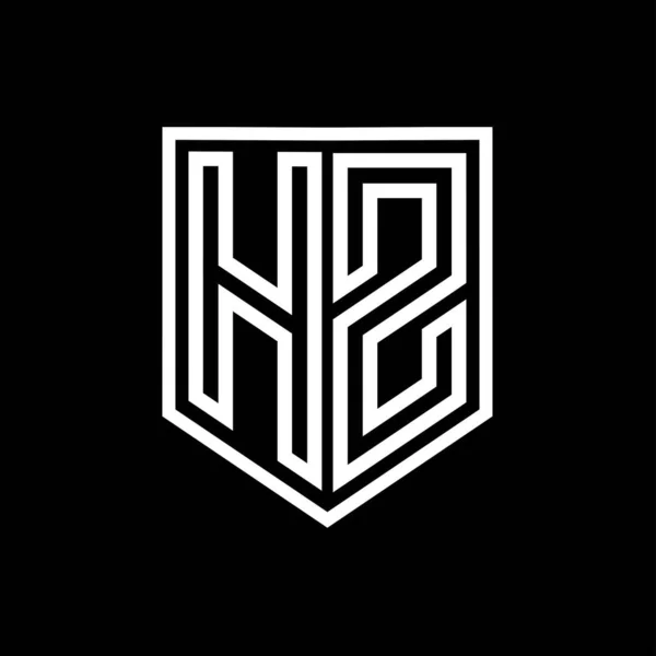 HZ Letter Logo monogram shield geometric line inside shield isolated style design template