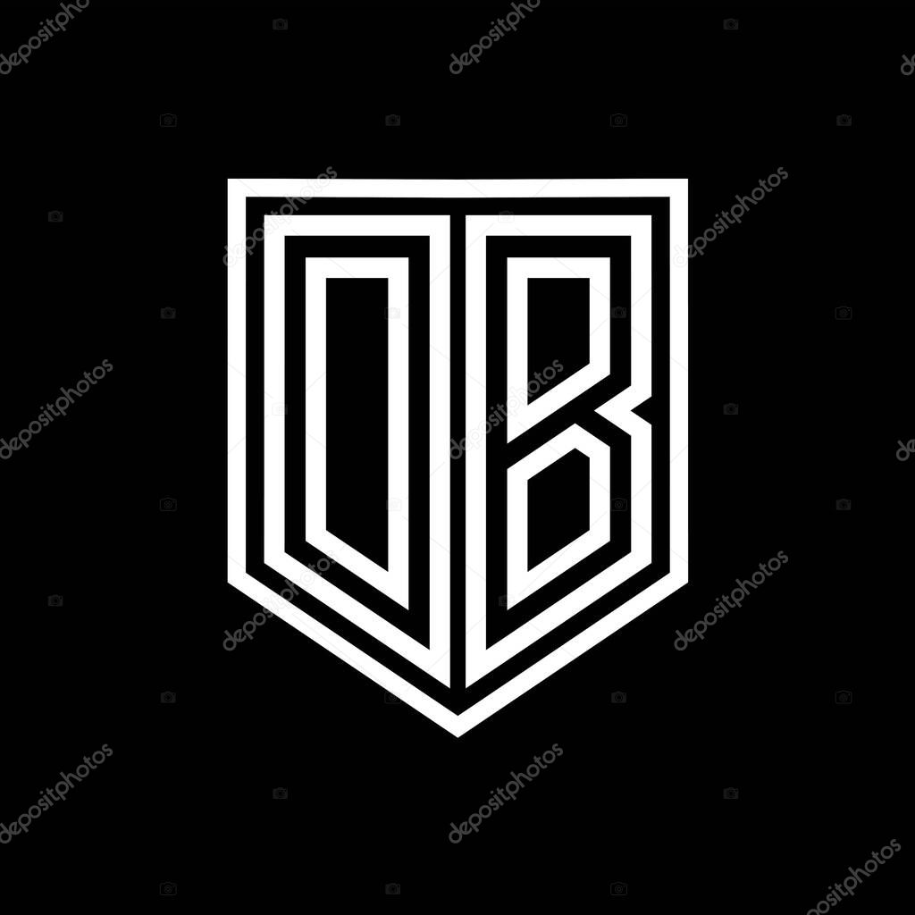 DB Letter Logo monogram shield geometric line inside shield isolated style design template
