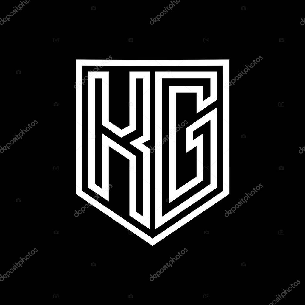 KG Letter Logo monogram shield geometric line inside shield isolated style design template