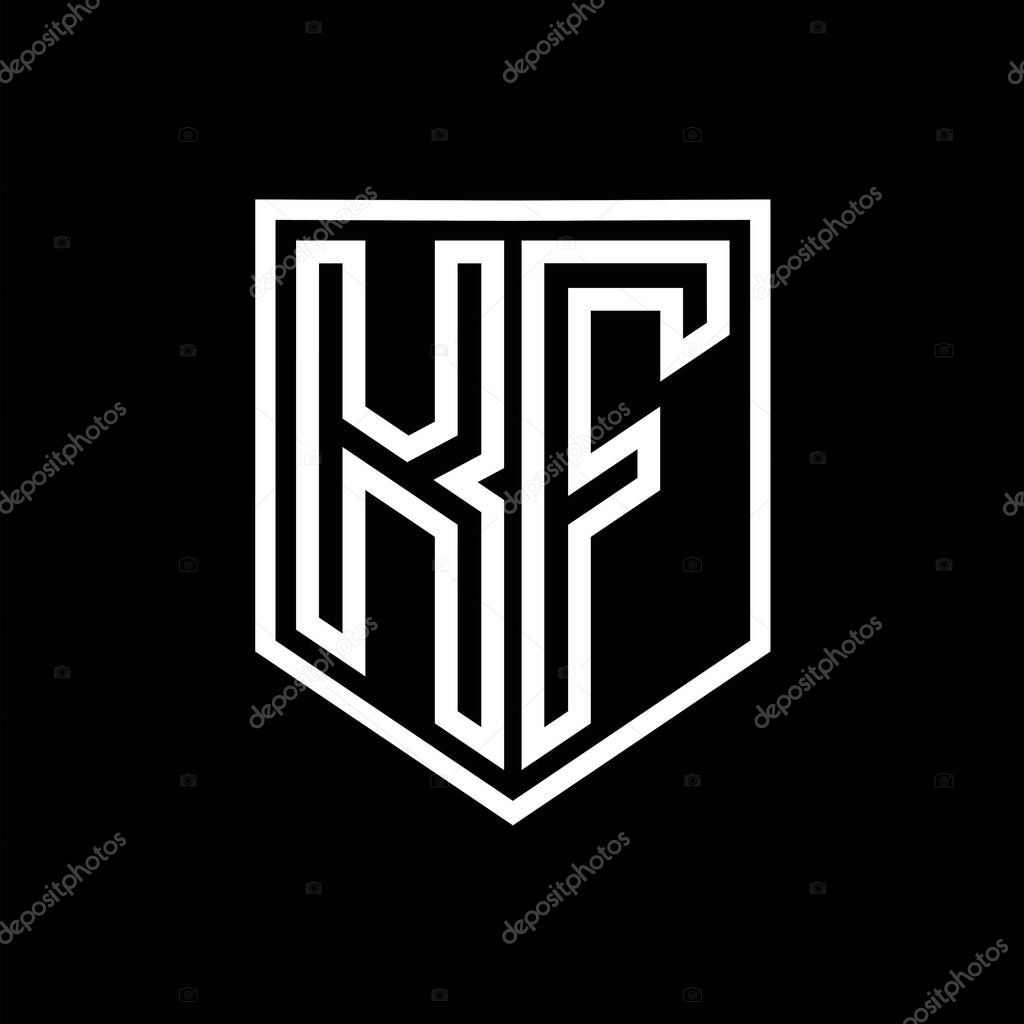 KF Letter Logo monogram shield geometric line inside shield isolated style design template
