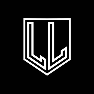 LL Harfi Logosu monogram kalkan geometrik çizgisi kalkan izole edilmiş biçim tasarım şablonu
