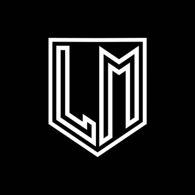 LM Harf Logosu monogram kalkan geometrik çizgisi kalkan izole edilmiş biçim tasarım şablonu