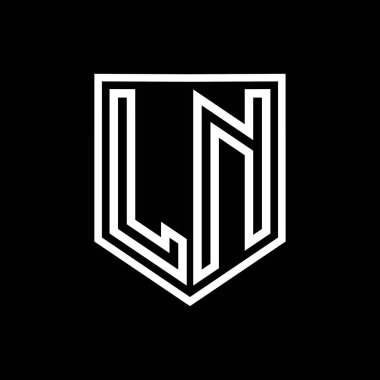 LN Harfi Logosu monogram kalkan geometrik çizgisi kalkan izole edilmiş biçim tasarım şablonu