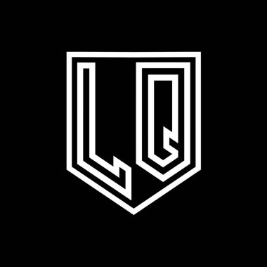 LQ Harfi Logo monogram kalkan geometrik çizgisi kalkan izole edilmiş biçim tasarım şablonu