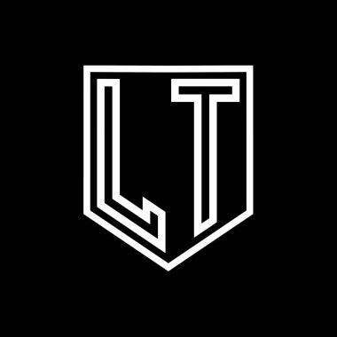 LT Harfi Logosu monogram kalkan geometrik çizgisi kalkan izole edilmiş biçim tasarım şablonu