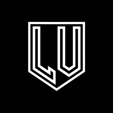 LV Letter Logo monogram kalkan geometrik çizgisi kalkan izole edilmiş biçim tasarım şablonu