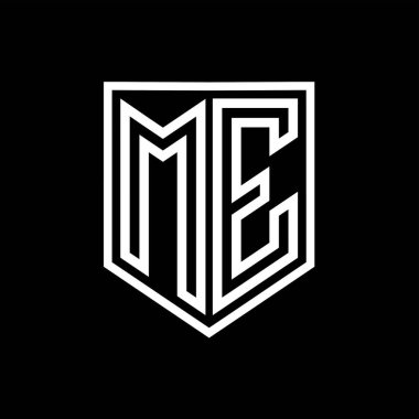 ME Letter Logo monogram kalkan geometrik satır içinde kalkan izole biçim tasarım şablonu