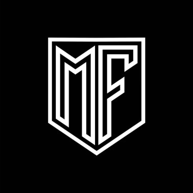 MF Harfi Logo monogram kalkan geometrik çizgisi kalkan izole edilmiş biçim tasarım şablonu