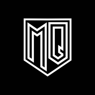 MQ Harfi Logo monogram kalkan geometrik çizgisi kalkan izole edilmiş biçim tasarım şablonu