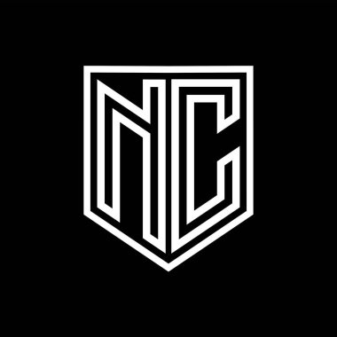 NC Harfi Logo monogram kalkan geometrik çizgisi kalkan izole edilmiş biçim tasarım şablonu