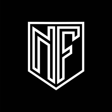 NF Harfi Logo monogram kalkan geometrik çizgisi kalkan izole edilmiş biçim tasarım şablonu