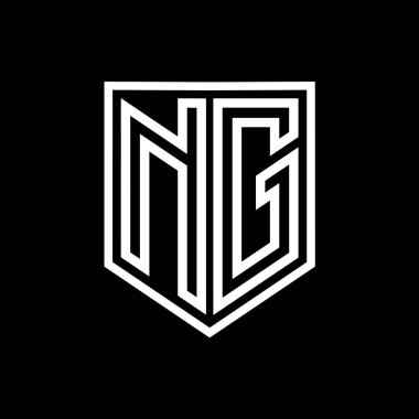 NG Harfi Logo monogram kalkan geometrik çizgisi kalkan izole edilmiş biçim tasarım şablonu