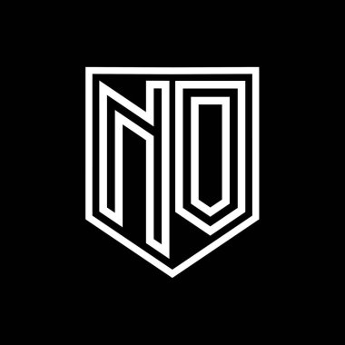 No Letter Logo monogram kalkan geometrik satır içinde kalkan izole biçim tasarım şablonu