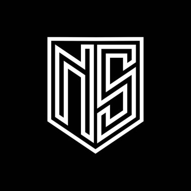 NS Letter Logo monogram kalkan geometrik çizgisi kalkan izole edilmiş biçim tasarım şablonu