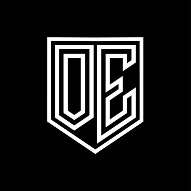 OE Letter Logo monogram kalkan geometrik çizgisi kalkan izole edilmiş biçim tasarım şablonu