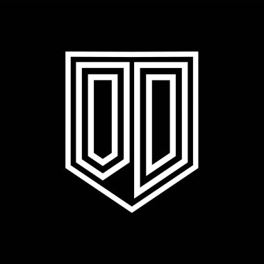 OD Harfi Logosu monogram kalkan geometrik çizgisi kalkan izole edilmiş biçim tasarım şablonu