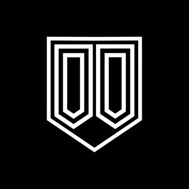 OO Harfi Logo monogram kalkan geometrik çizgisi kalkan izole edilmiş biçim tasarım şablonu