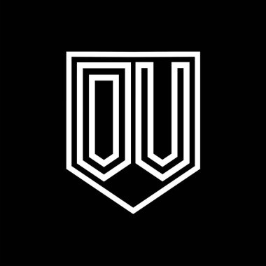 OV Harf Logosu monogram kalkan geometrik çizgisi kalkan izole edilmiş biçim tasarım şablonu