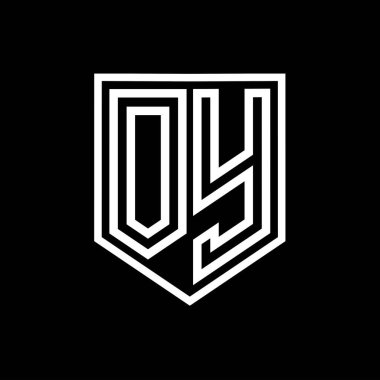 OY Harf Logosu monogram kalkan geometrik çizgisi kalkan izole edilmiş biçim tasarım şablonu