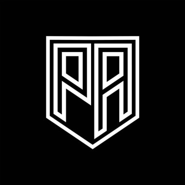 PA Harfi Logo monogram kalkan geometrik çizgisi kalkan izole edilmiş biçim tasarım şablonu