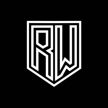 RW Harfi Logo monogram kalkan geometrik çizgisi kalkan izole edilmiş biçim tasarım şablonu