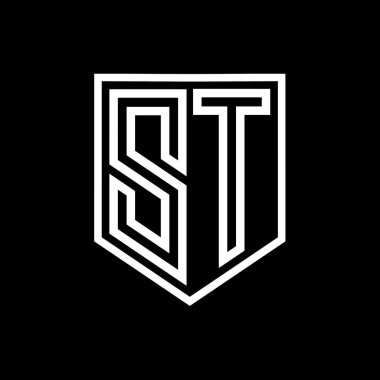 ST Harfi Logo monogram kalkan geometrik çizgisi kalkan izole edilmiş biçim tasarım şablonu