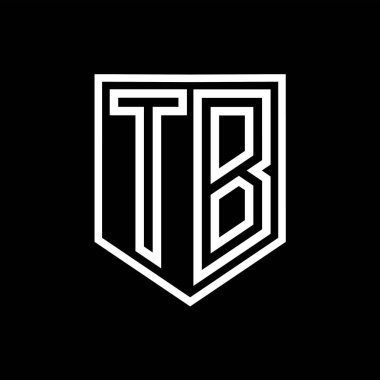 TB Harfi Logo monogram kalkan geometrik çizgisi kalkan izole edilmiş biçim tasarım şablonu