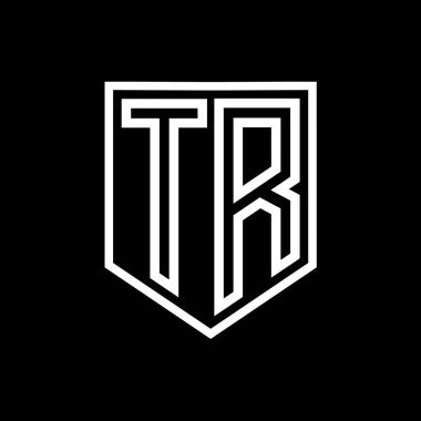 TR Letter Logo monogram kalkan geometrik çizgi kalkan izole biçim tasarım şablonu