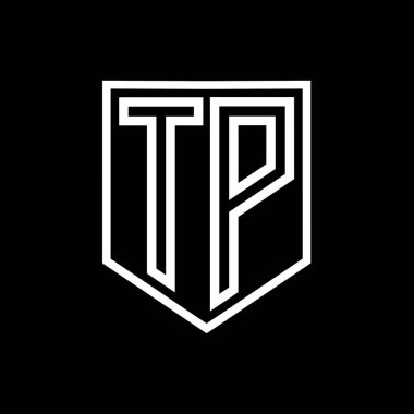 TP Harfi Logo monogram kalkan geometrik çizgisi kalkan izole edilmiş biçim tasarım şablonu