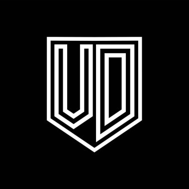 VD Harf Logosu monogram kalkan geometrik çizgisi kalkan izole edilmiş biçim tasarım şablonu