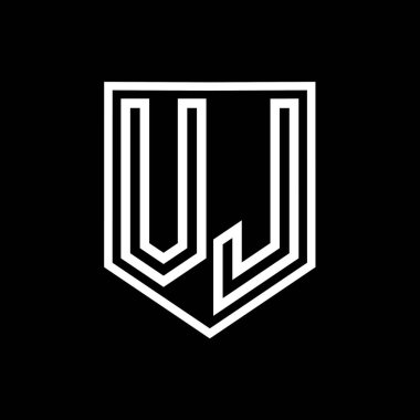 VJ Harf Logosu monogram kalkan geometrik çizgisi kalkan izole edilmiş biçim tasarım şablonu