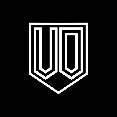 VO Harfi Logo monogram kalkan geometrik çizgisi kalkan izole edilmiş biçim tasarım şablonu