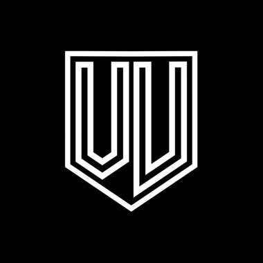 VU Letter Logo monogram kalkan geometrik çizgisi kalkan izole edilmiş biçim tasarım şablonu