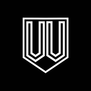 VV Harfli Logo monogram kalkan geometrik çizgisi kalkan izole edilmiş biçim tasarım şablonu