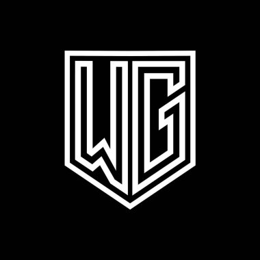 WG Harfi Logo monogram kalkan geometrik çizgisi kalkan izole edilmiş biçim tasarım şablonu