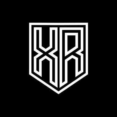 XR Letter Logo monogram kalkan geometrik çizgisi kalkan izole edilmiş biçim tasarım şablonu