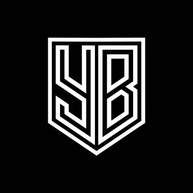 YB Harfi Logo monogram kalkan geometrik çizgisi kalkan izole edilmiş biçim tasarım şablonu