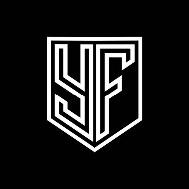YF Harfi Logo monogram kalkan geometrik çizgisi kalkanın içinde izole edilmiş biçim tasarım şablonu