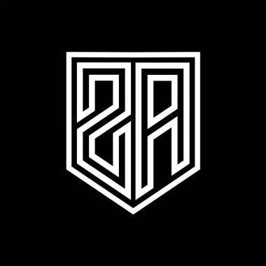 ZA Harfi Logo monogram kalkan geometrik çizgisi kalkan izole edilmiş biçim tasarım şablonu
