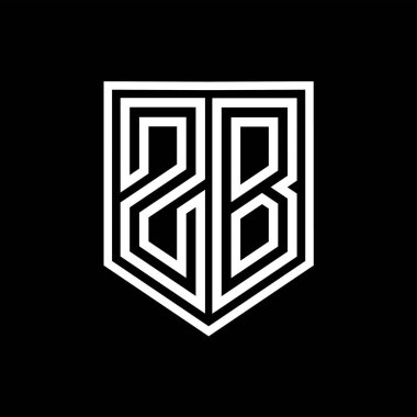 ZB Harfi Logo monogram kalkan geometrik çizgisi kalkan izole edilmiş biçim tasarım şablonu