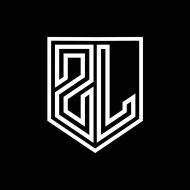 ZL Harfi Logo monogram kalkan geometrik çizgisi kalkan izole edilmiş biçim tasarım şablonu